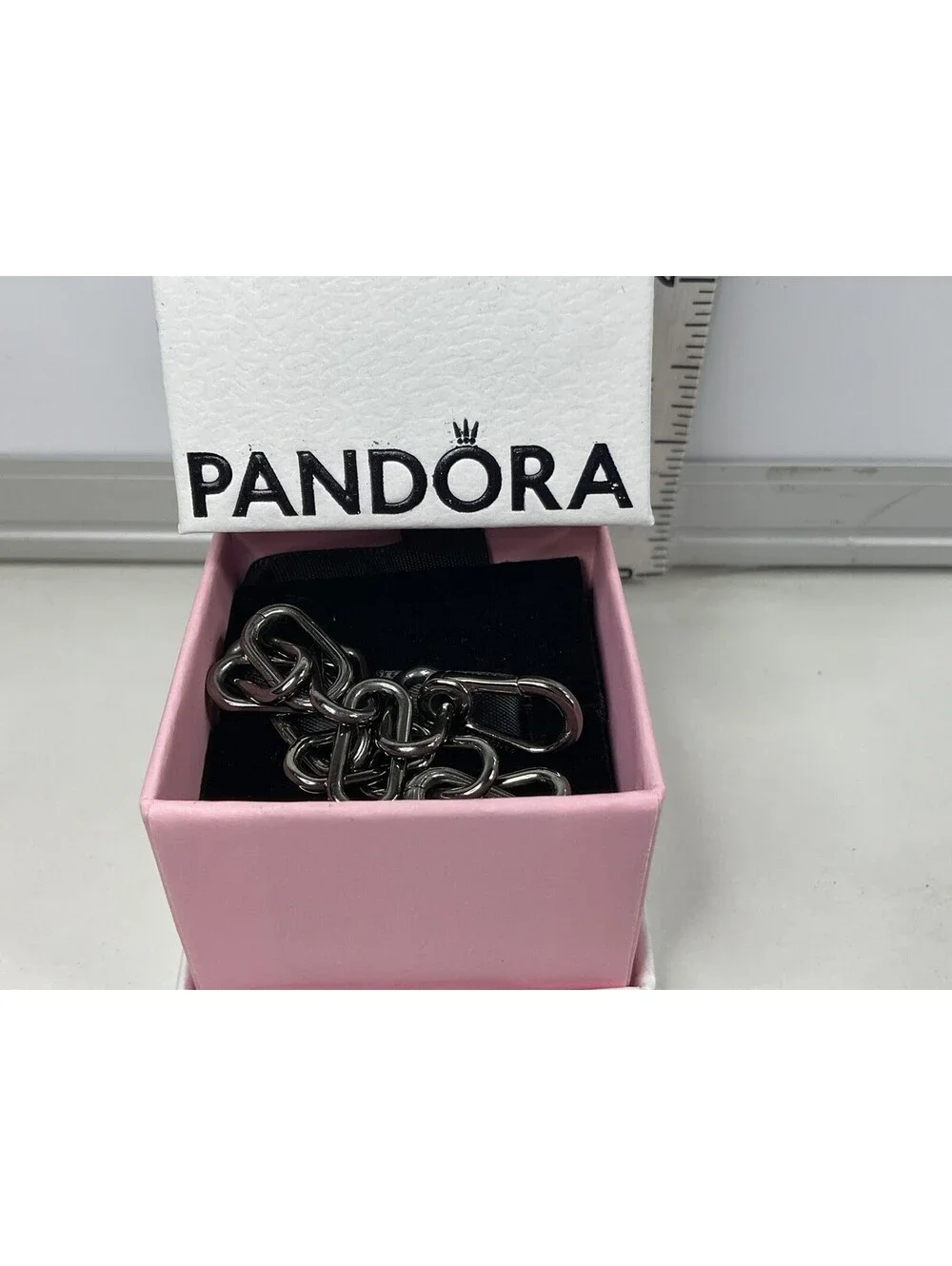 Pandora ME Ruthenium Plated Medium Link Bracelet 3 Opening Links Sz 7
